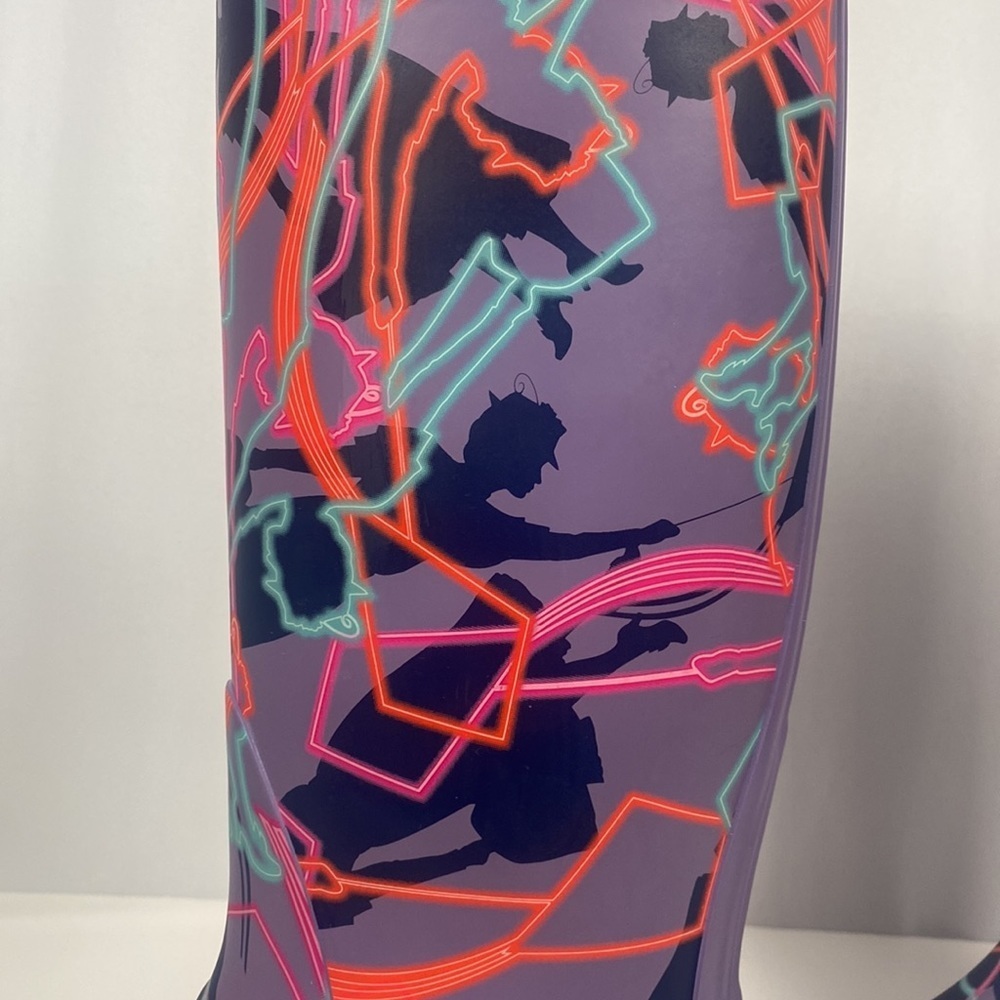 Hunter Women's Purple Neon Pattern Tall Rain Boots...Disney Mary Poppins - Picture 9 of 16